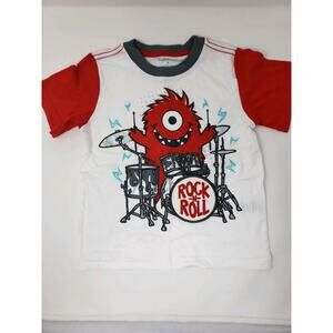 Boys Healthex Rock And Roll Theme Set Shirt Shorts 3T Gray Red 2pc